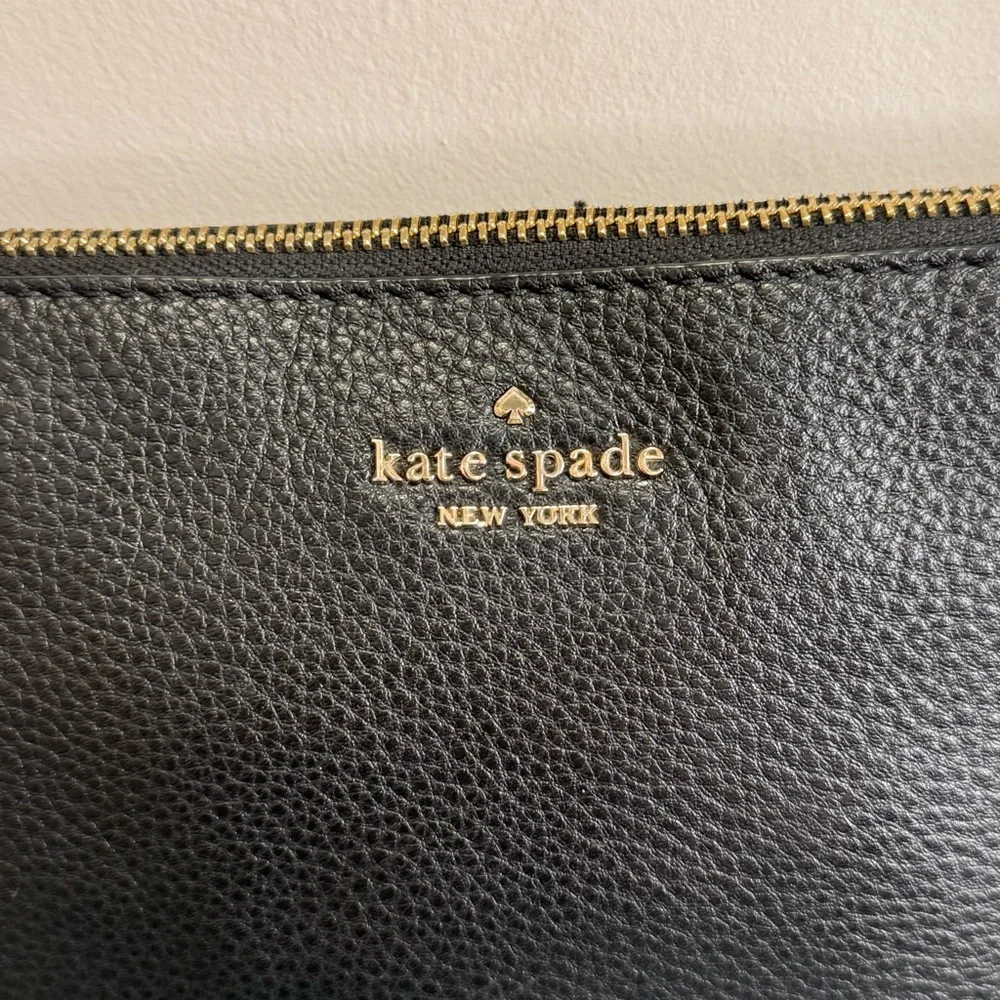 Kate Spade Triple Gusset Crossbody Handbag Black Pebble Leather $279 - Picture 4 of 13